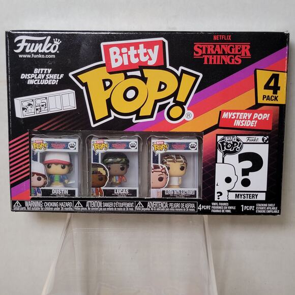 4 Pack Bitty Pop! Stranger Things: Dustin, Lucas, 11 w/ Electrodes + Mystery Pop - Picture 1 of 6